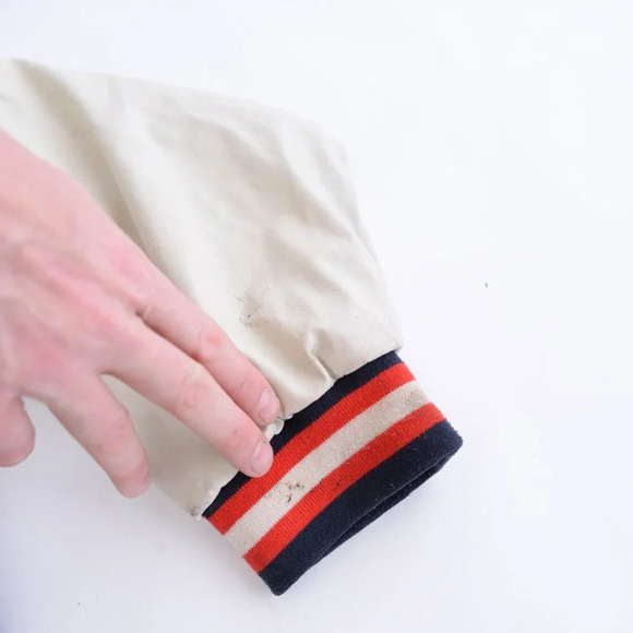 Vintage 90S Steve And Barrys British Flag Navy And Cream Wool Blend Faux Leather - Picture 15 of 16